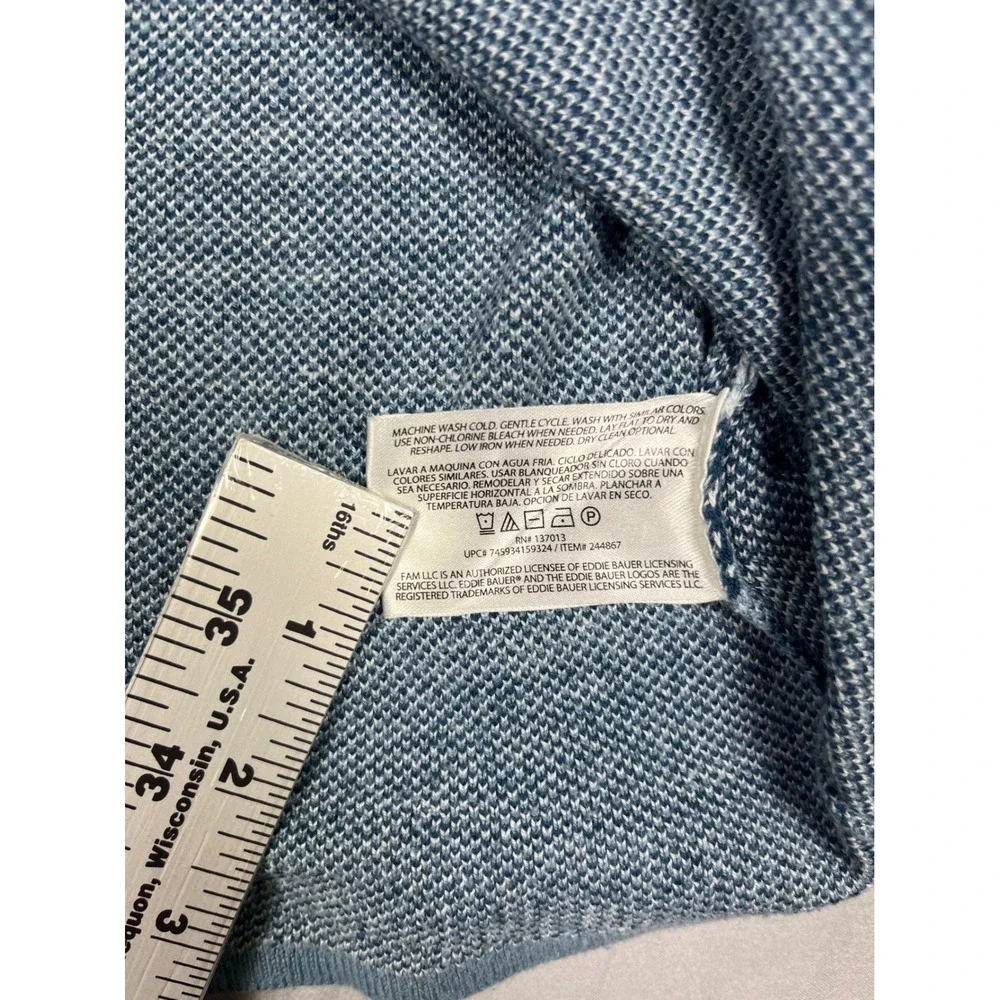 Eddie Bauer Quarter Zip Sweater Mens Medium Blue Nordic Fair Isle Cotton Blend‎